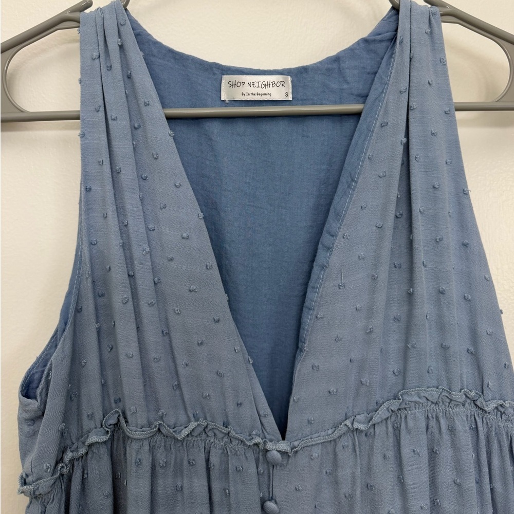 Powder Blue Tiered Skirt Maxi Dress - Picture 2 of 6